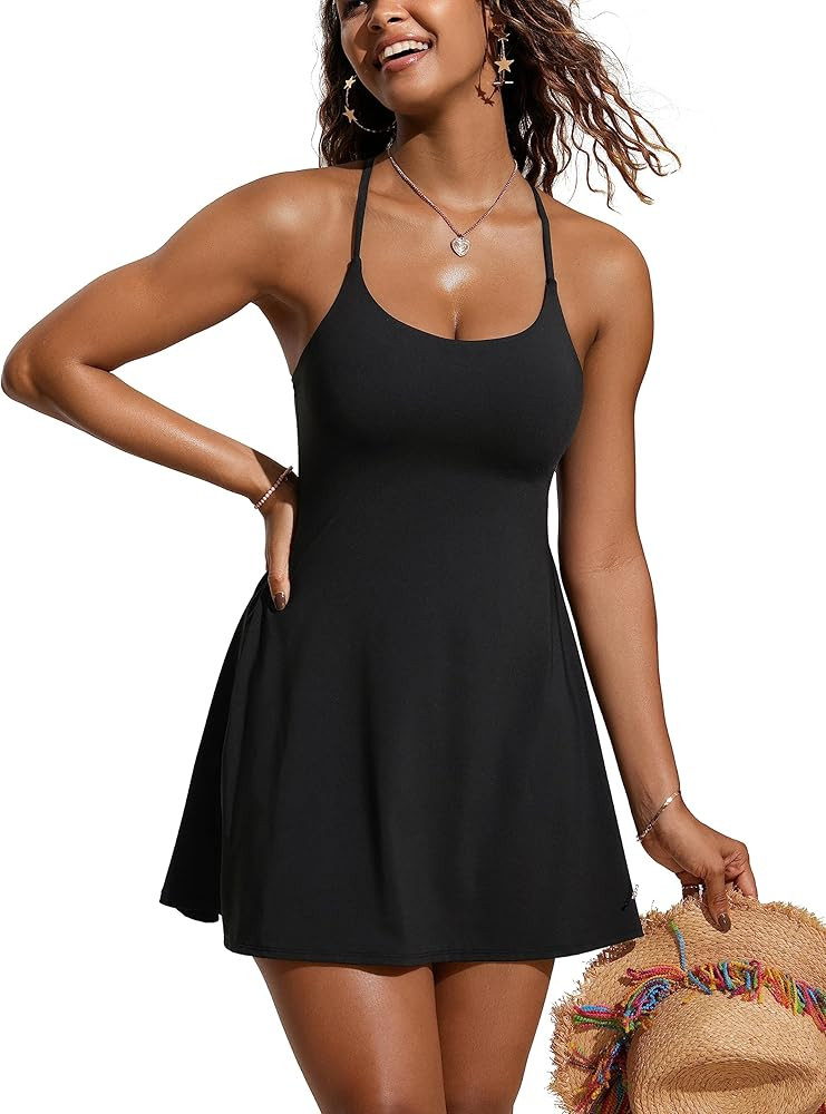 CRZ YOGA Women’s One Piece Swimsuits Modest Swim Dress Tummy Control Adjustable Y-back Straps B... | Amazon (US)