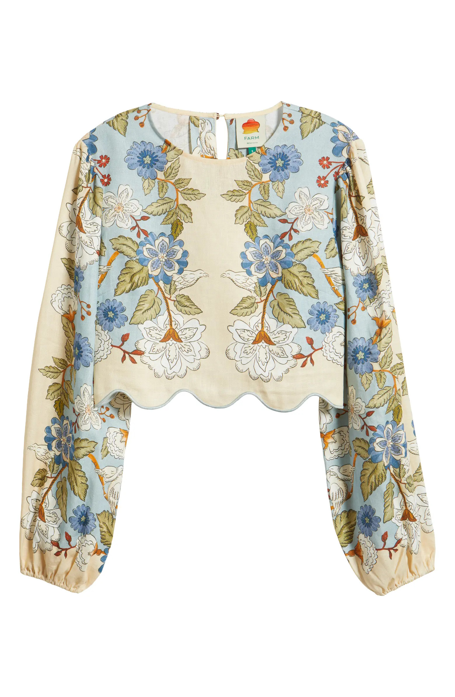 FARM Rio Garden Scarf Print Linen Top | Nordstrom | Nordstrom