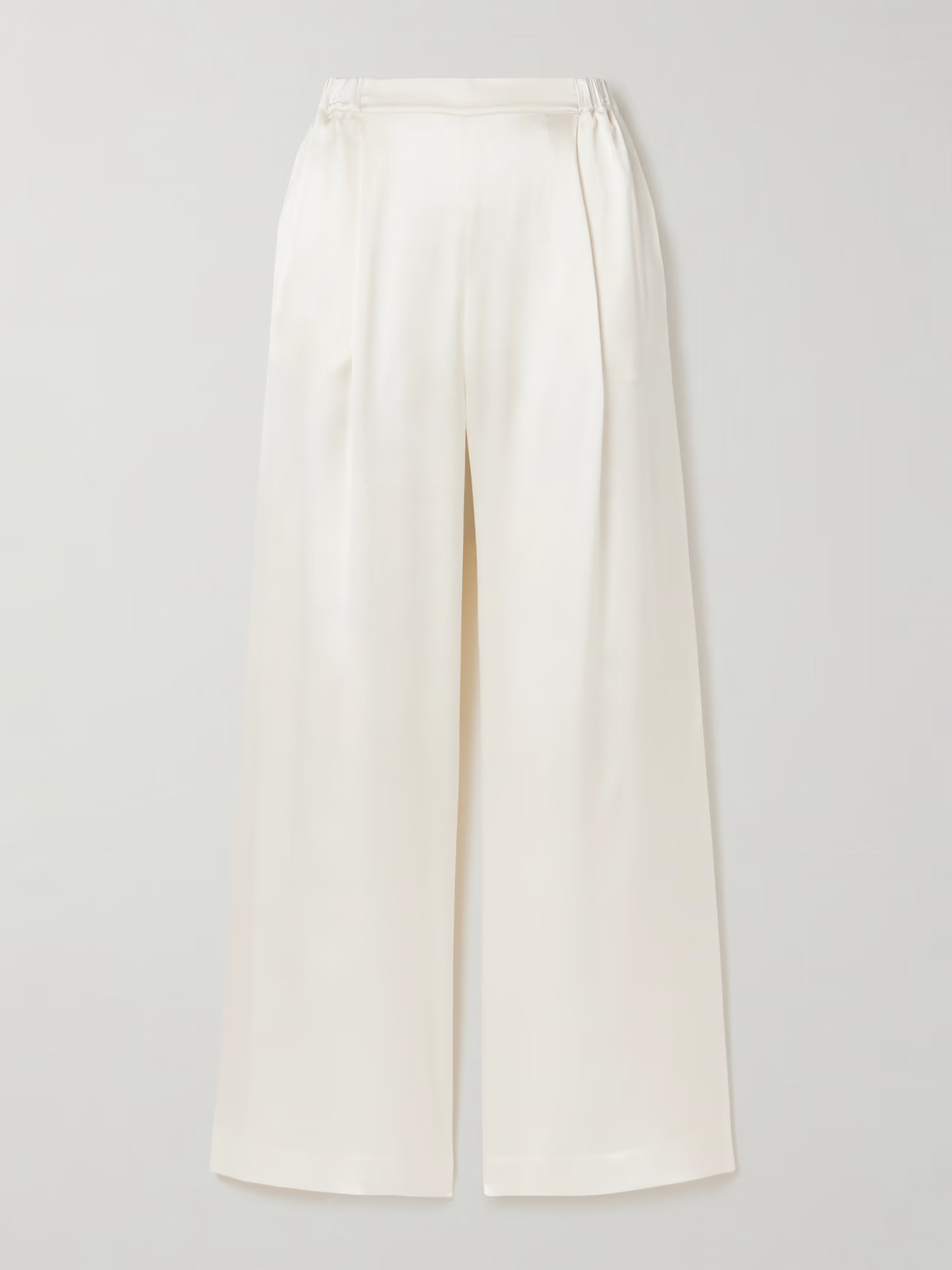 Carine Gilson - Pleated Silk-satin Wide-leg Pants - White | NET-A-PORTER (US)