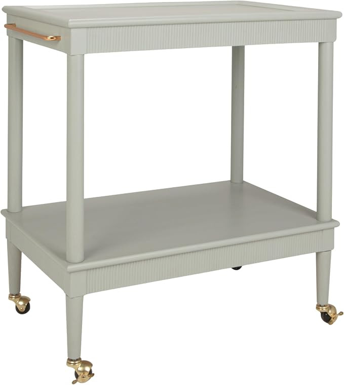 Creative Co-Op Wood 2-Tier Bar Cart on Casters with Metal Rod, Eucalyptus Blue Finish | Amazon (US)