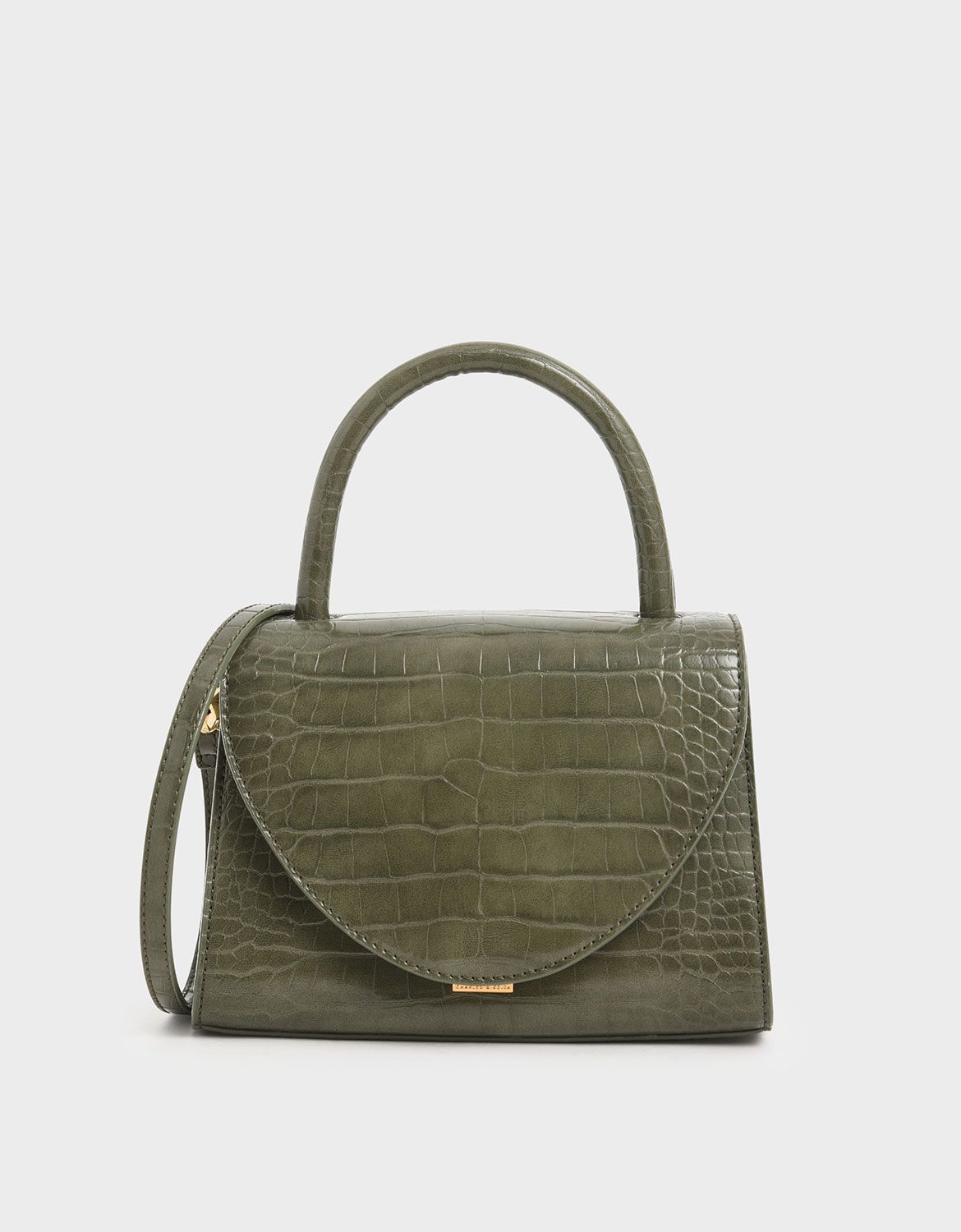 Croc-Effect Structured Top Handle Bag | CHARLES & KEITH (US)