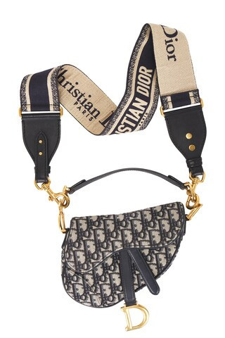 Dior Oblique Trotter Saddle Bag in Navy | FWRD 