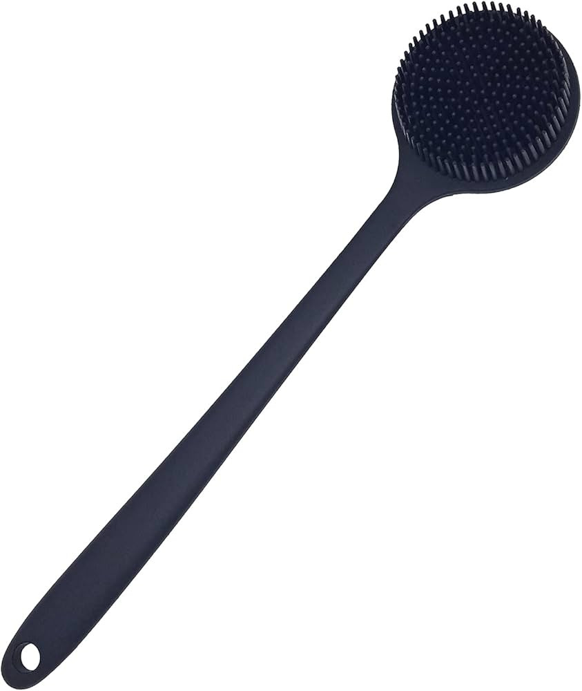 DNC Back Scrubber for Shower Soft Silicone Bath Body Brush with Long Handle (Black) | Amazon (US)
