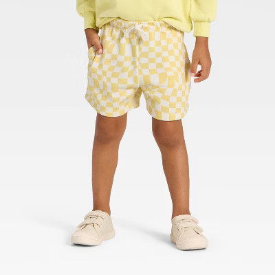 Grayson Mini Toddler Boys' Checkered French Terry Shorts - Yellow | Target