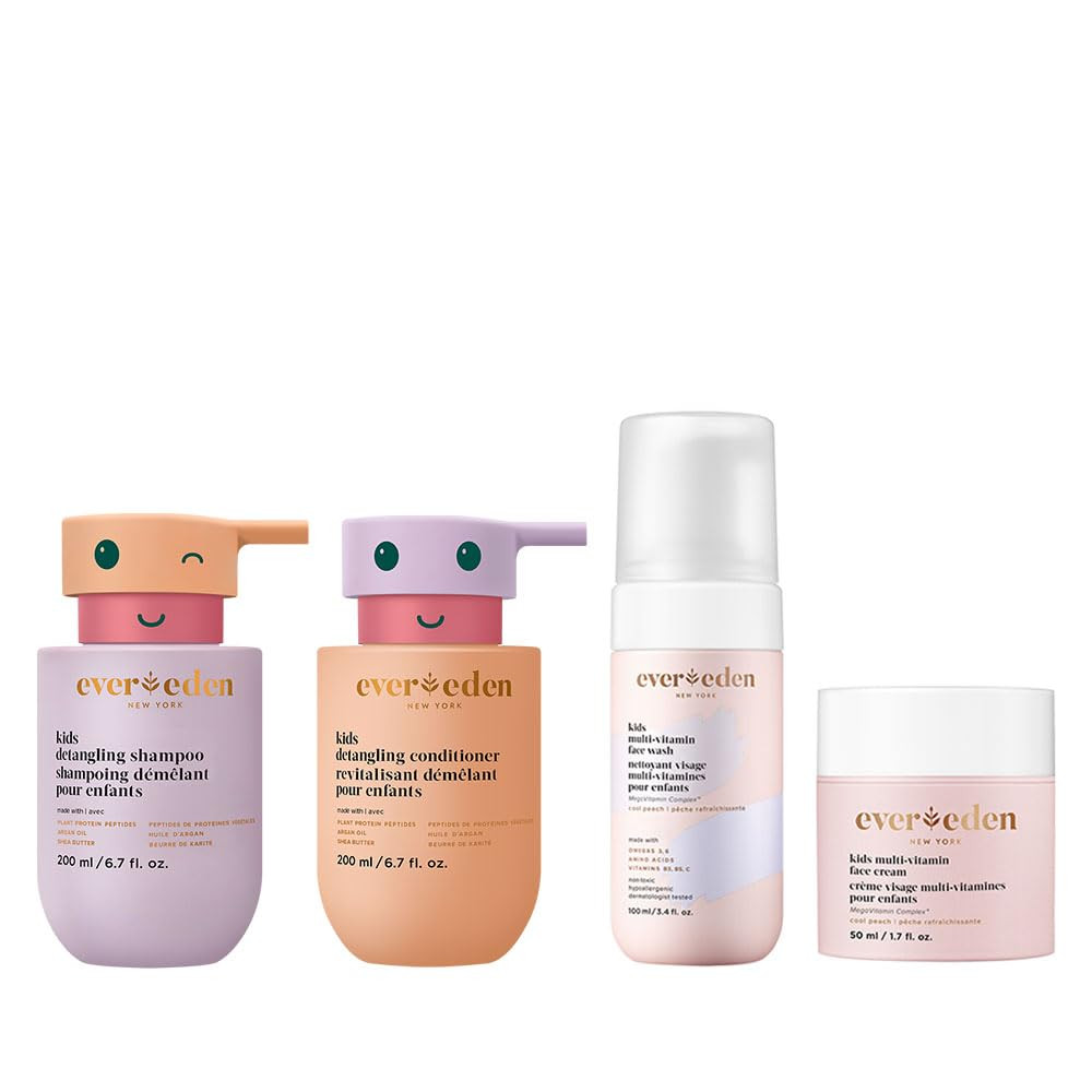 Evereden Kids Routine Bundle - Detangling Shampoo and Conditioner + Multi-Vitamin Face Wash and F... | Amazon (US)
