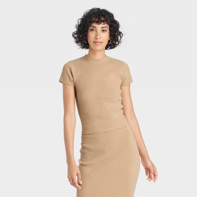 Women's Boucle Short Sleeve Crewneck Pullover Sweater - A New Day™ | Target