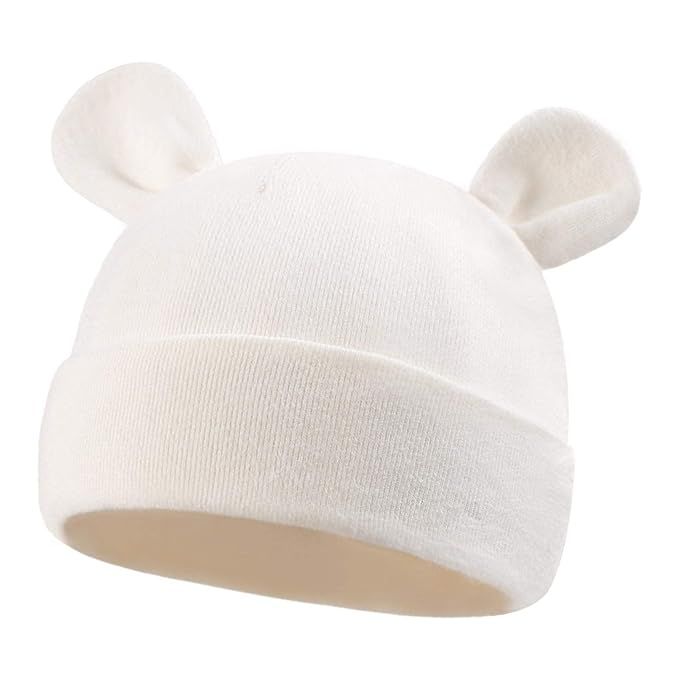 Duoyeree Baby Hat Newborn Hat Adorable Cotton Bear Ear Beanie Cap for Infant Girl Boy 0-6 Months,... | Amazon (US)