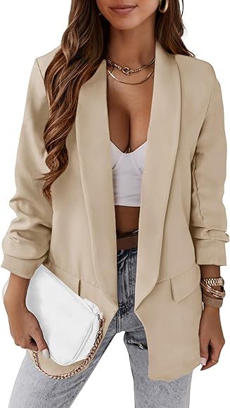 PRETTYGARDEN Womens Casual Blazer 2023 Fall Fashion Long Sleeve Open Front Work Office Suit Jacke... | Amazon (US)