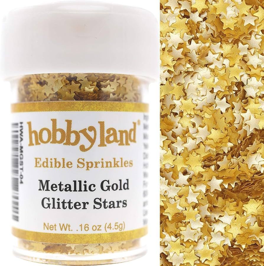 Hobbyland Edible Sprinkles (Metallic Gold Glitter Stars, 4.5g) | Amazon (US)