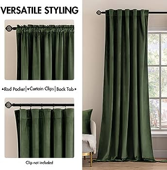 MIULEE Velvet Curtains 84 inches - Olive Green Luxury Blackout Curtains for Bedroom Living Room T... | Amazon (CA)