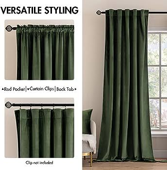 MIULEE Velvet Curtains 84 inches - Olive Green Luxury Blackout Curtains for Bedroom Living Room T... | Amazon (CA)