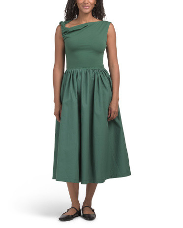 Parker Mixed Media Midi Dress | TJ Maxx