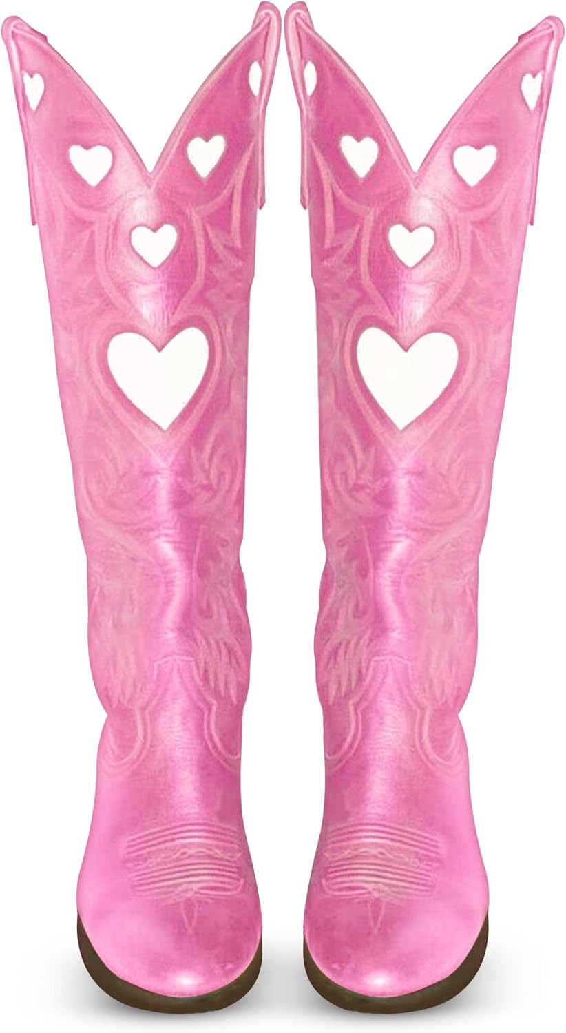 AOSPHIRAYLIAN Womens Mid Calf Boots Chunky Heel Cute Heart Cowgirl Cowboy Colorful Western Cospla... | Amazon (US)