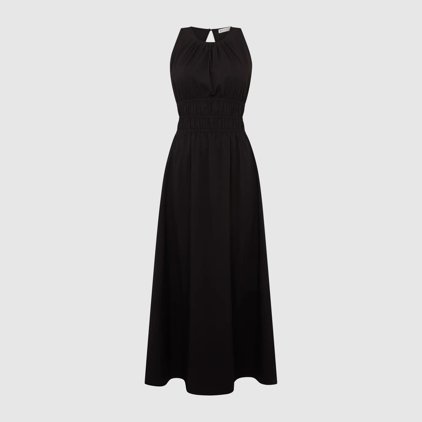 ELASTICATED WAIST MIDI DRESS - BLACK | WAT The Brand