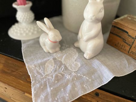 If you are wanting ideas for simple and minimal Spring decor, try styling a few white bunnies in with a linen and some candlesticks. For some warmth, incorporate a basket or some type of wood element. 

#LTKfindsunder50 #LTKhome #LTKSeasonal