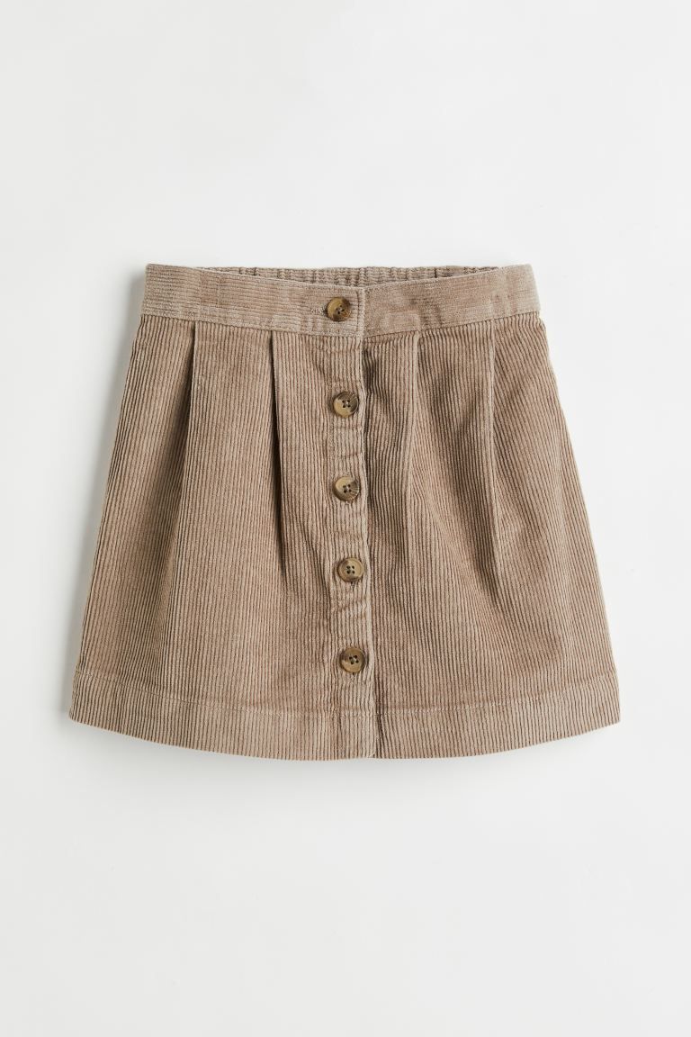 Cotton Corduroy Skirt - Dark beige - Kids | H&M US | H&M (US + CA)