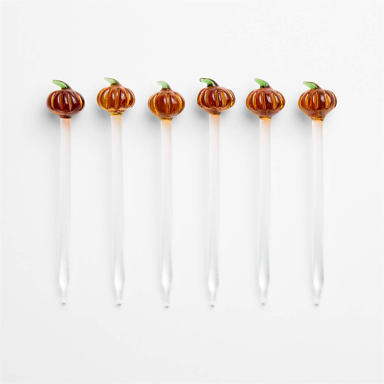 Glass Pumpkin Cocktail Picks, Set of 6 + Reviews | Crate & Barrel | Crate & Barrel