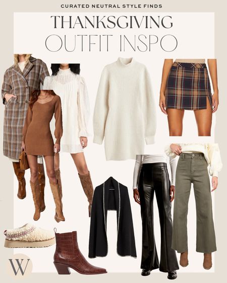 Thanksgiving outfit ideas! Whether you keep it comfy or dress up for the day, these curated style finds will help you put together the most chic Thanksgiving look! 

#thanksgiving

Thanksgiving style. What to wear for Thanksgiving. Comfy but cute thanksgiving style. Fall dress. Chic sweater dress. Faux leather flare pants. Trendy cargo pants. Plaid mini skirt. UGG tazz slippers. Chic fall boots. Cozy wrap scarf. 

#LTKstyletip #LTKfindsunder100 #LTKSeasonal