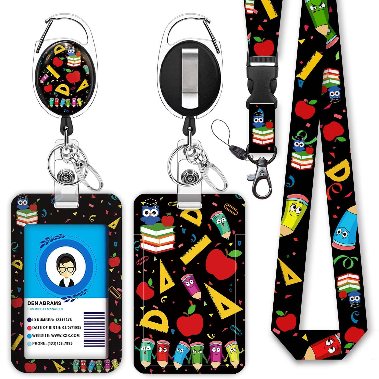 Cute Teacher Lanyards for Id Badges and Keys, Retractable ID Badge Holder with Detachable Lanyard... | Amazon (US)