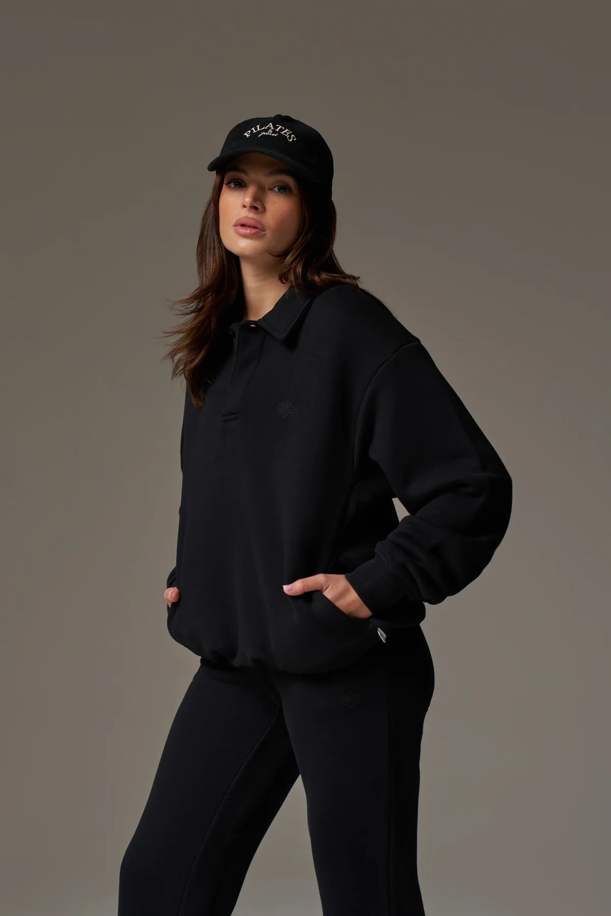 LAUNDERED CLASSICS POLO SWEATSHIRT - WASHED BLACK | The Couture Club