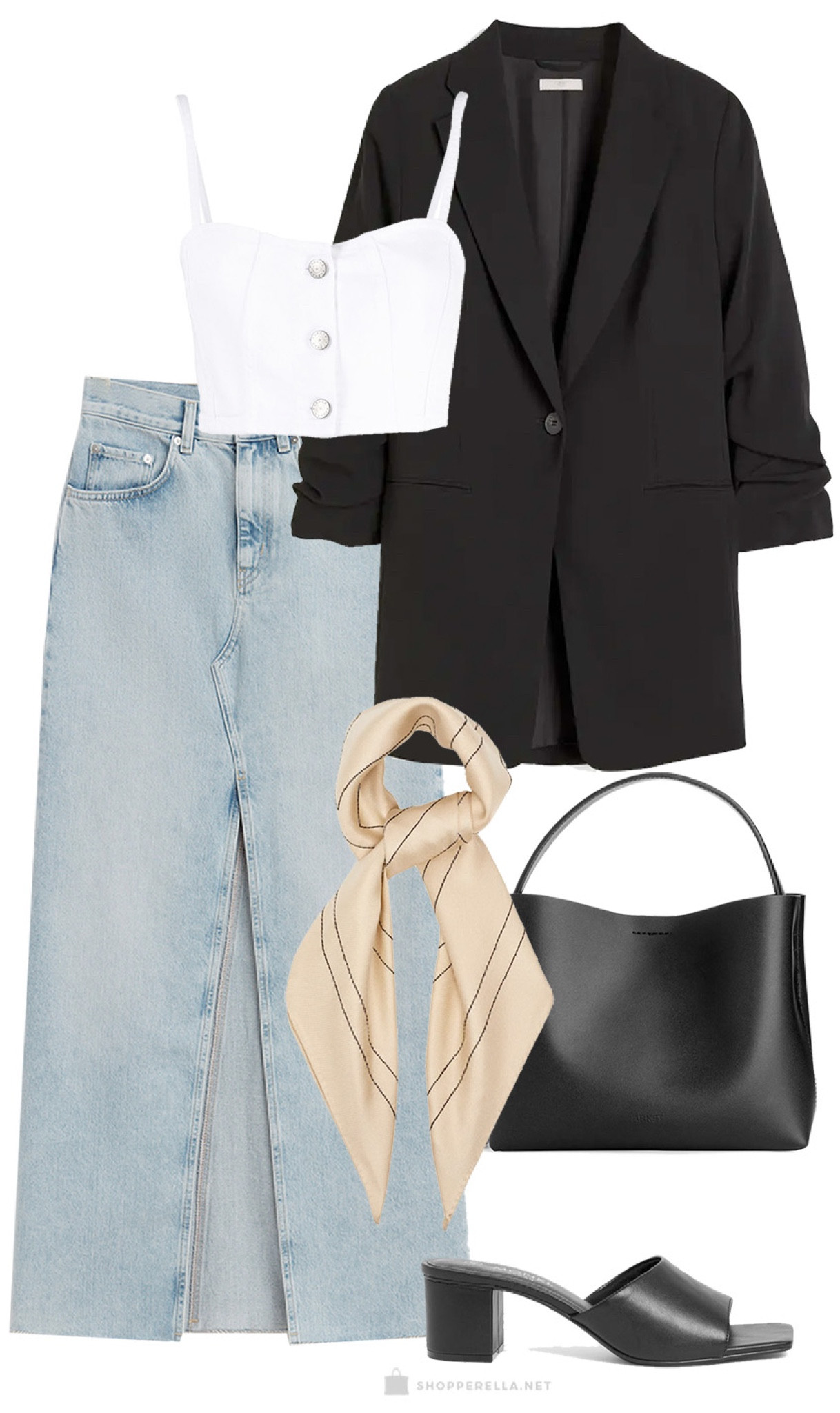 Denim skirt outfit of the day #denimskirt #ootd #waytowear #ltkfit #blazer #classic #style #blackbag #mules

#LTKeurope #LTKstyletip #LTKworkwear