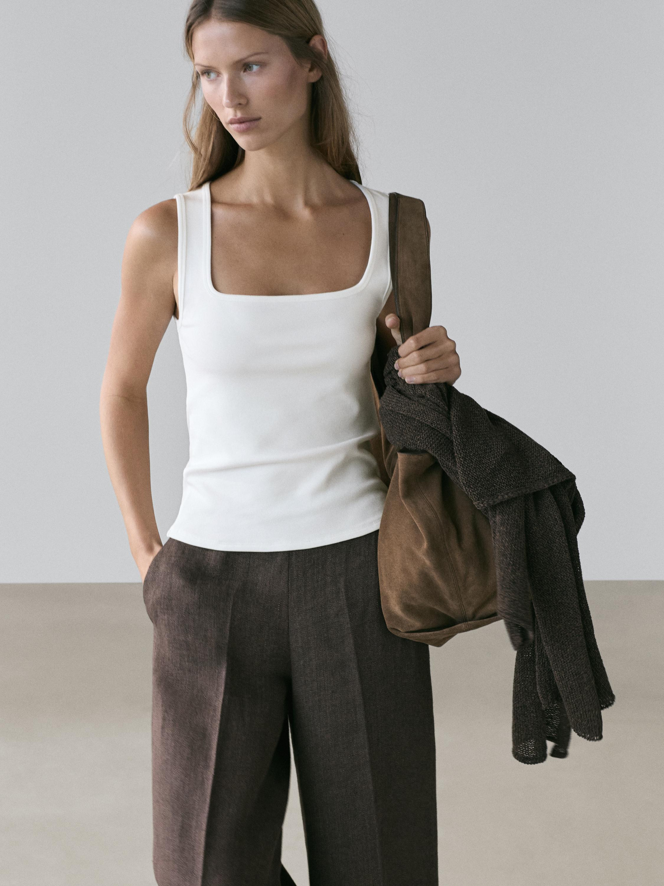 Ärmelloses Top mit Kastenausschnitt | Massimo Dutti DE