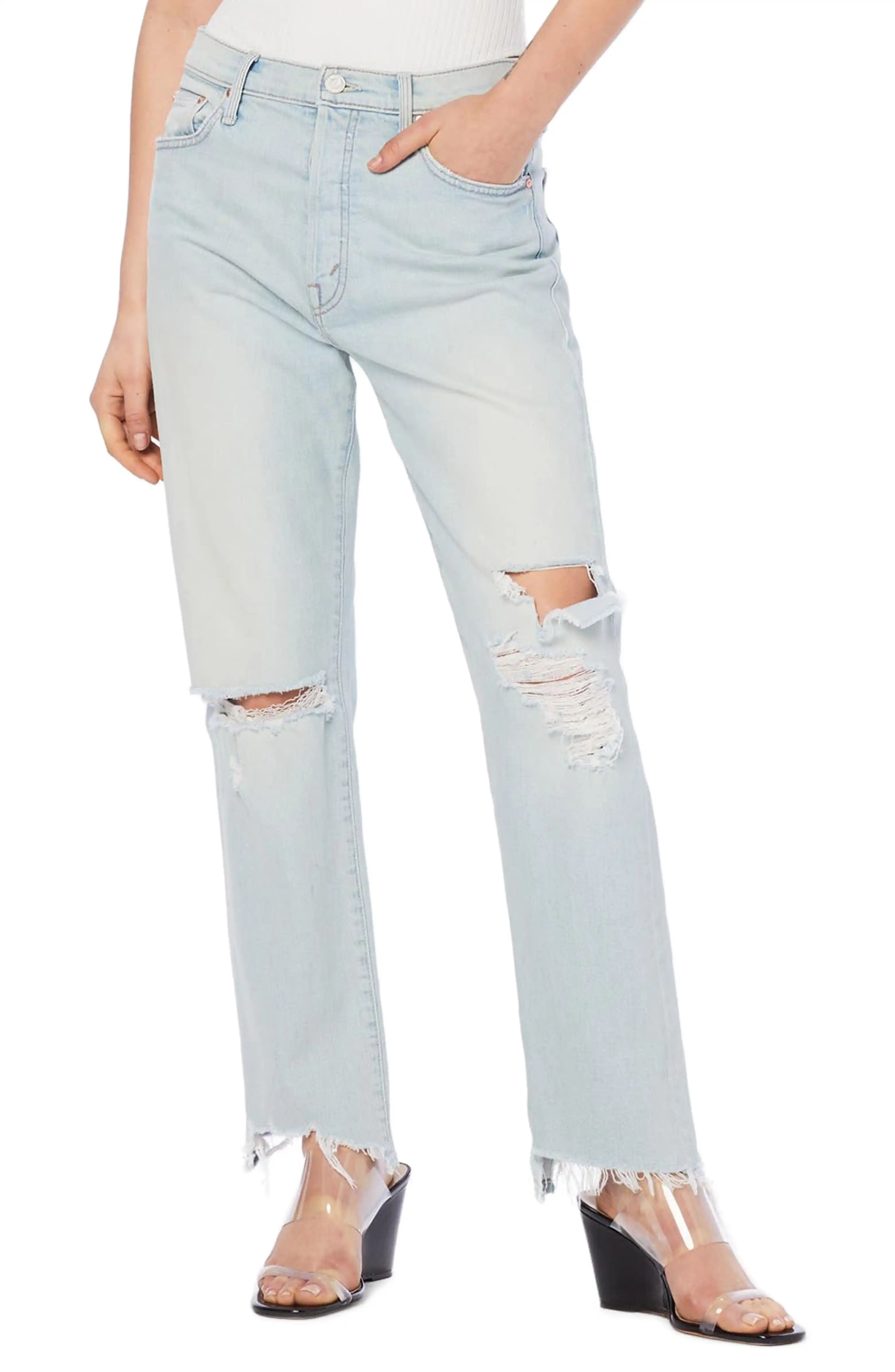The Huffy Flood High Waist Ripped Straight Leg Jeans | Nordstrom