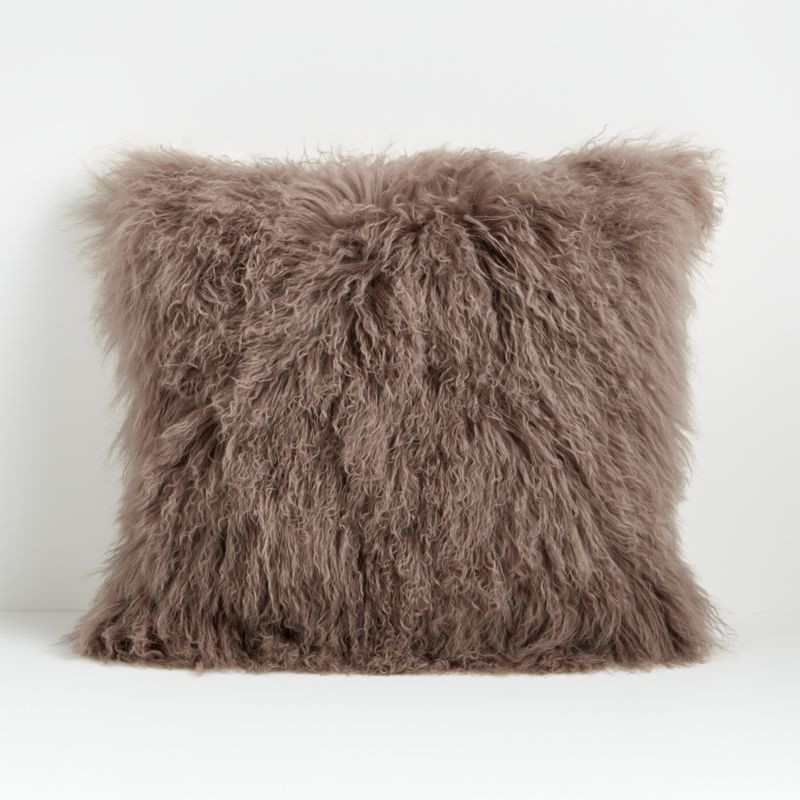 Pelliccia Mushroom Brown 23" Pillow with Down-Alternative Insert + Reviews | Crate and Barrel | Crate & Barrel