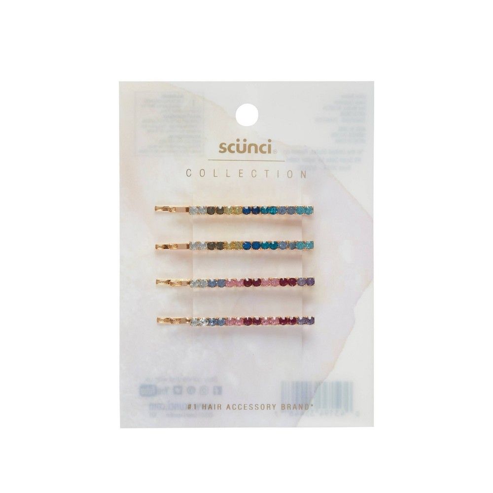 scunci Collection Multi Stones Bobby - 4pk | Target