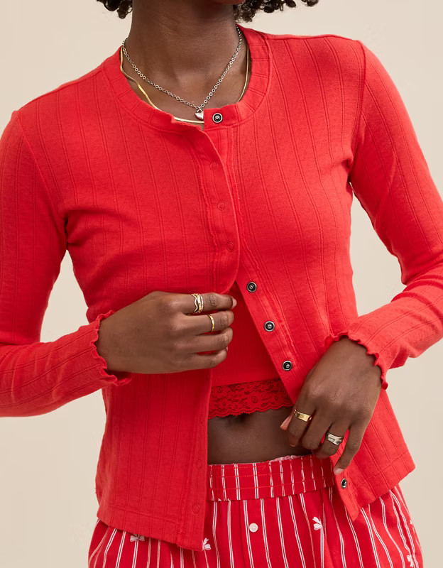 Aerie Pointelle Cardi T-Shirt | American Eagle Outfitters (US & CA)