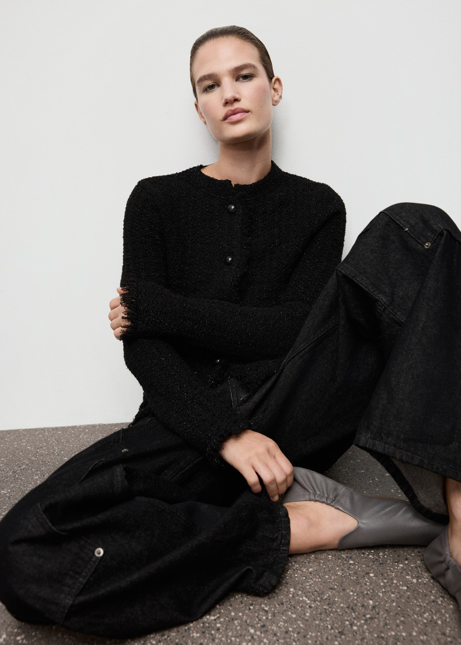 Tweed cardigan with frayed trims | Mango (US/MX/AU)