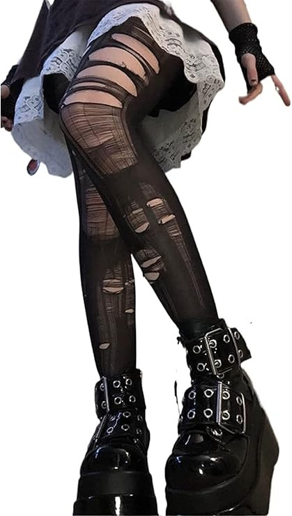 WANHUHOU 5 Pairs Disposable DIY Stockings，Easy Ripped Tights Gothic Women Fishnet Pantyhose Black Fe | Amazon (US)