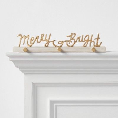 15" x 3" Merry & Bright Stocking Holder Gold - Opalhouse™ | Target
