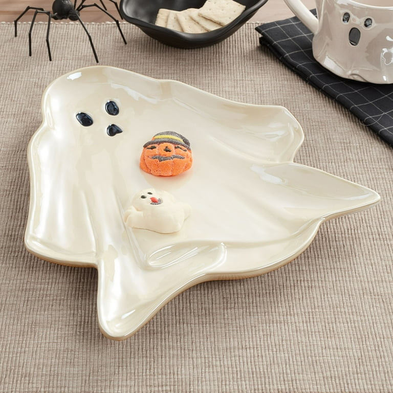 Way to Celebrate 11" White Ghost-Shaped Glazed Ceramic Serving Tray - Walmart.com | Walmart (US)