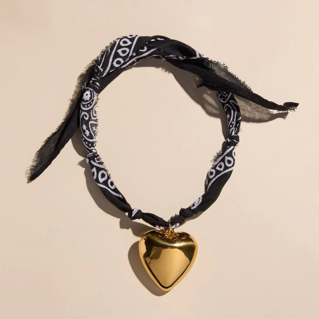 Black Bandana Necklace | Nickel and Suede