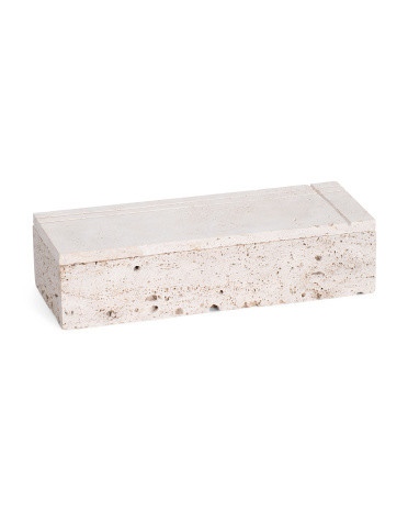 14in Travertine Stone Box | TJ Maxx