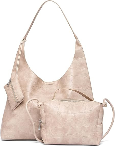 NEWBELLA Women's Hobo Purse - Faux Leather Shoulder Bag & Tote Handbag, Spacious Work Bag for Com... | Amazon (US)