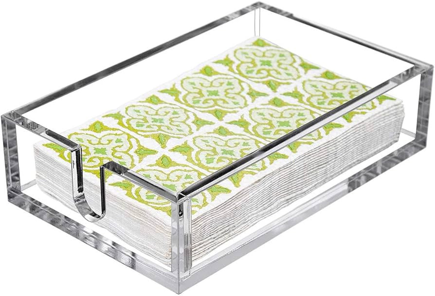 CY craft Acrylic Guest Towel Napkin Holder,Clear Bathroom Paper Hand Towels Storage Tray Modern B... | Amazon (US)