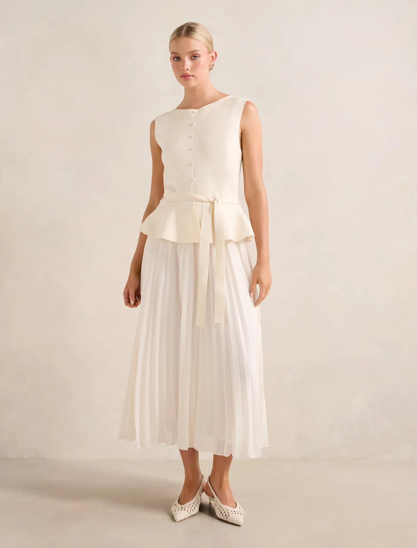 Luella Pleat Mixed Midi Dress | Forever New (AU)