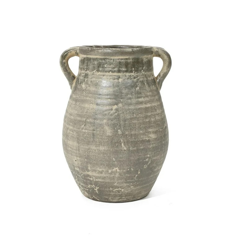 LuxenHome Rustic Farmhouse Brown Jug 12.5 Inch Tall Terracotta Vase | Walmart (US)