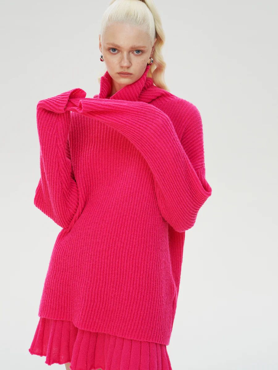 Cozy Gal Pink Knit Turtleneck Sweater | Cider