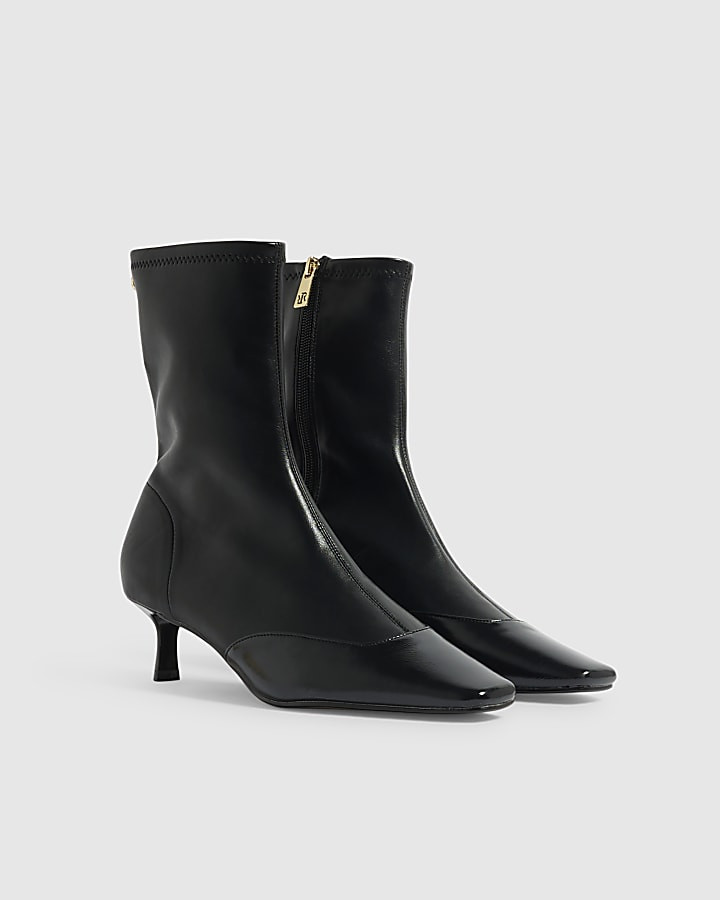 Black Two Colour Stretch Sock Boot | River Island UK & IE