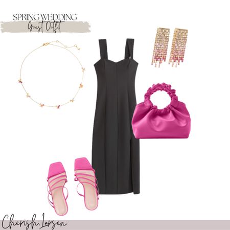 Spring Wedding guest outfit! Linked black dress, and hot pink heels/handbag from Abercrombie! Also linked some jewelry for accessorizing!

#LTKunder100 #LTKshoecrush #LTKwedding
