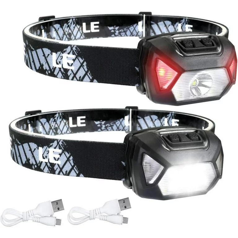 Lepro 2-Pack Headlamps Rechargeable 2000Lux Super Bright, LED Head Lamp with 6 Modes for Camping ... | Walmart (US)