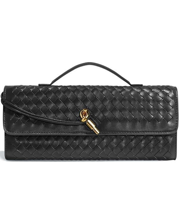 Woven Clutch Purses for Women, Formal Satchel Leather Evening Bag Shoulder Handbag | Amazon (US)