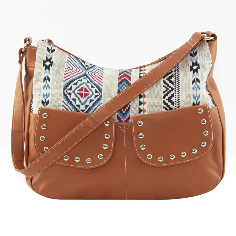 Canyon Sky Southwestern Tan Faux Leather Studded Shoulder Handbag | Walmart (US)