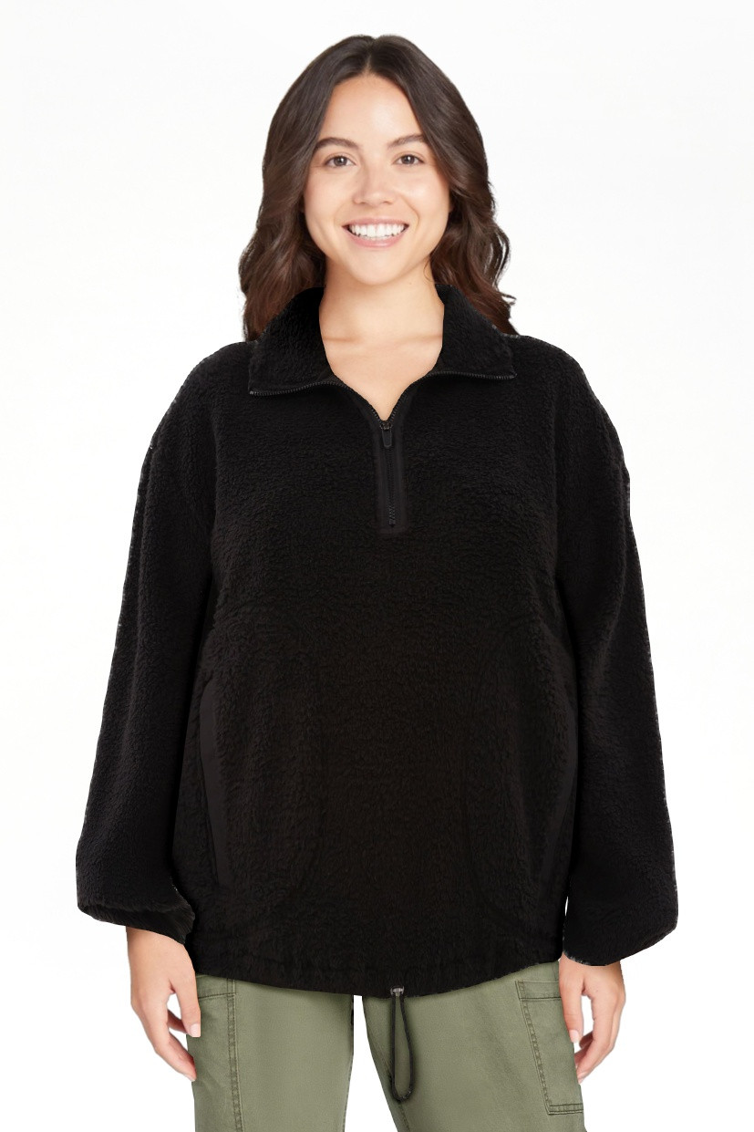 No Boundaries Half Zip Plush Pullover with Pockets, Women's and Women's Plus | Walmart (US)