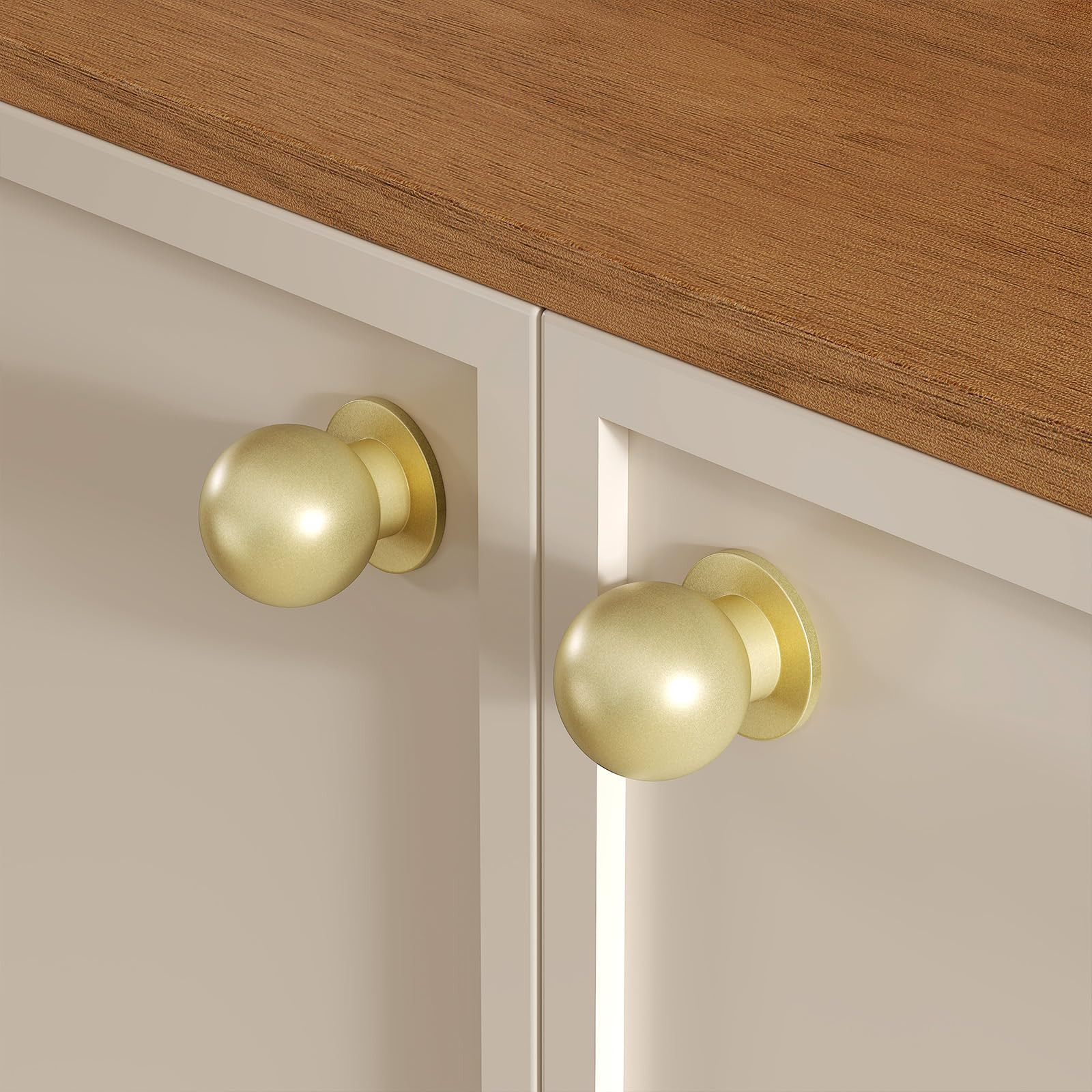 homdiy 10 Pack 1 Inch Gold Round Cabinet Knobs, Brushed Gold Round Kitchen Dresser Drawer Knobs H... | Amazon (US)