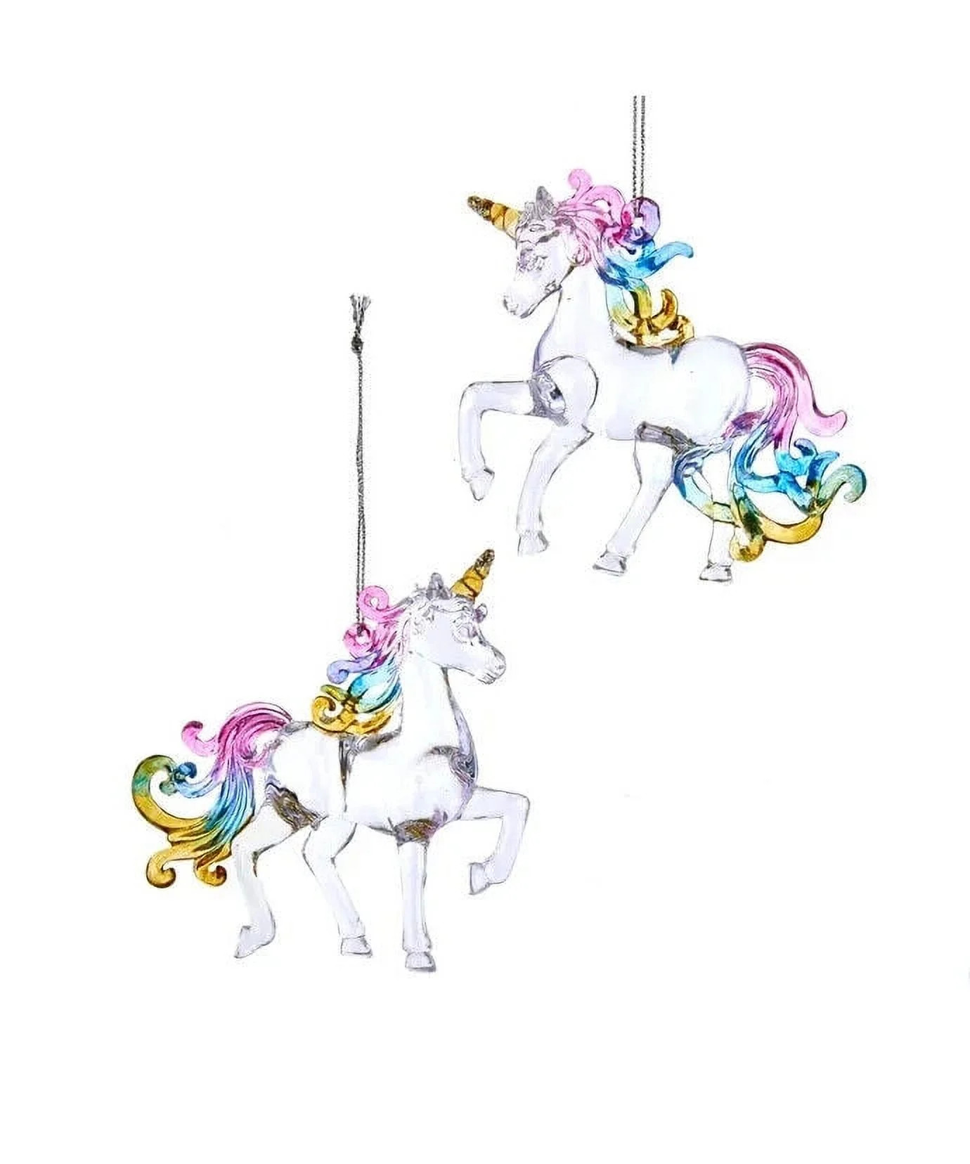 Set of 2 CLEAR PASTEL UNICORN Christmas Ornaments, by Kurt Adler | Walmart (US)