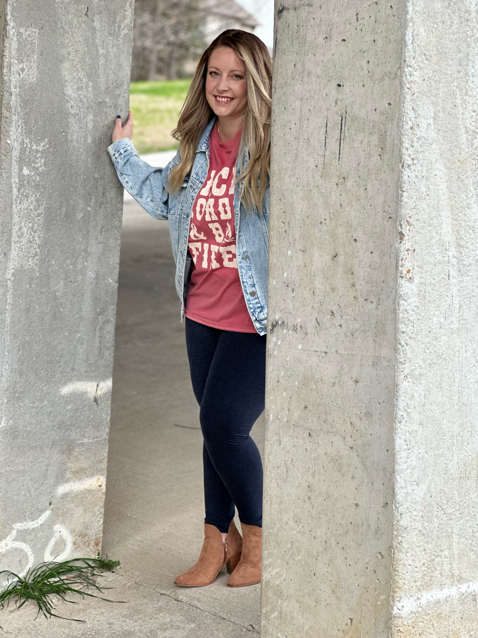 A favorite oversized denim jacket & booties! Love a good graphic tee. 
#graphictee #denimjacket #outfit 

#LTKSeasonal #LTKshoecrush
